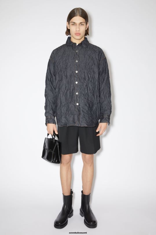 Acne Studios jalkineet musta 0VF2B1217 kiiltävät matalat nahkasaappaat