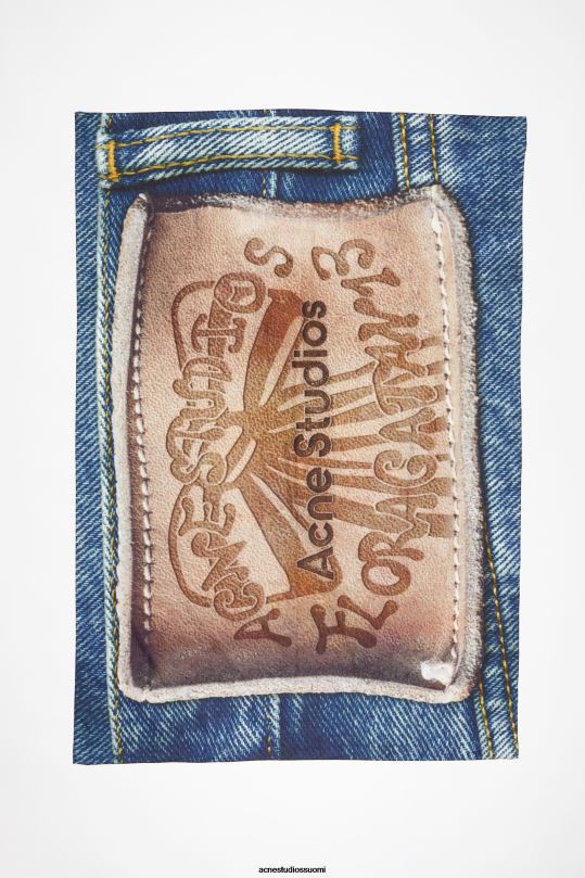 Acne Studios Lisätarvikkeet beige/sininen 0VF2B787 ylisuuri printtihuivi