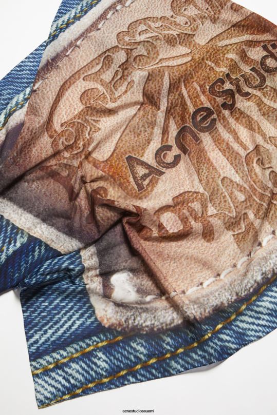 Acne Studios Lisätarvikkeet beige/sininen 0VF2B787 ylisuuri printtihuivi