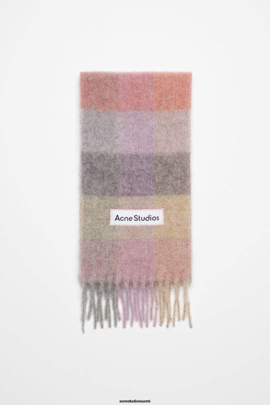 Acne Studios Lisätarvikkeet fuksia/lila/vaaleanpunainen 0VF2B712 mohair-ruutuinen huivi