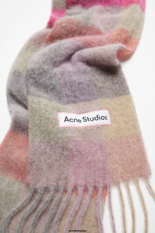 Acne Studios Lisätarvikkeet fuksia/lila/vaaleanpunainen 0VF2B712 mohair-ruutuinen huivi