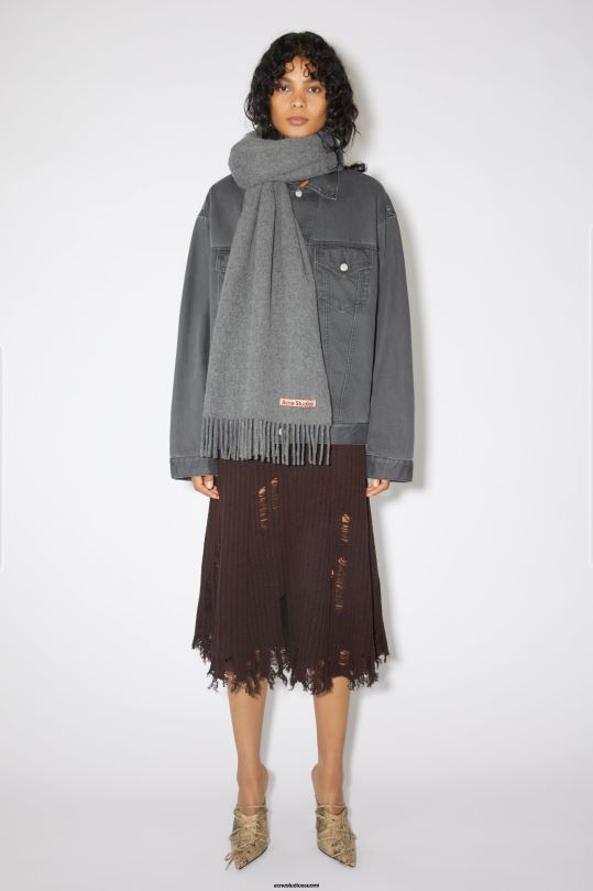 Acne Studios Lisätarvikkeet harmaa melansi 0VF2B611 hapsuvillahuivi - ylisuuri