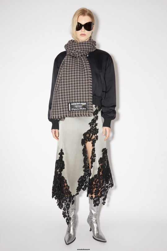 Acne Studios Lisätarvikkeet harmaa/vaaleanharmaa 0VF2B607 koiranhammas villahuivi