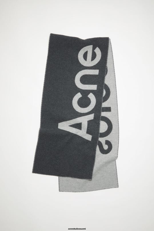 Acne Studios Lisätarvikkeet harmaa/vaaleanharmaa 0VF2B613 logo jacquard huivi - kapea