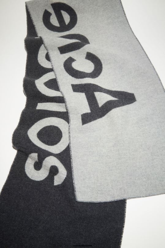 Acne Studios Lisätarvikkeet harmaa/vaaleanharmaa 0VF2B613 logo jacquard huivi - kapea