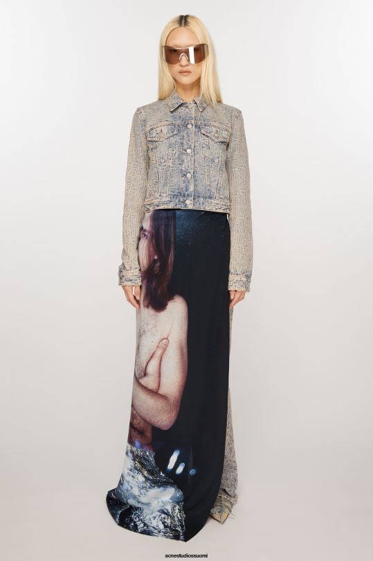 Acne Studios Lisätarvikkeet hopea 0VF2B672 painettu silkkihuivi