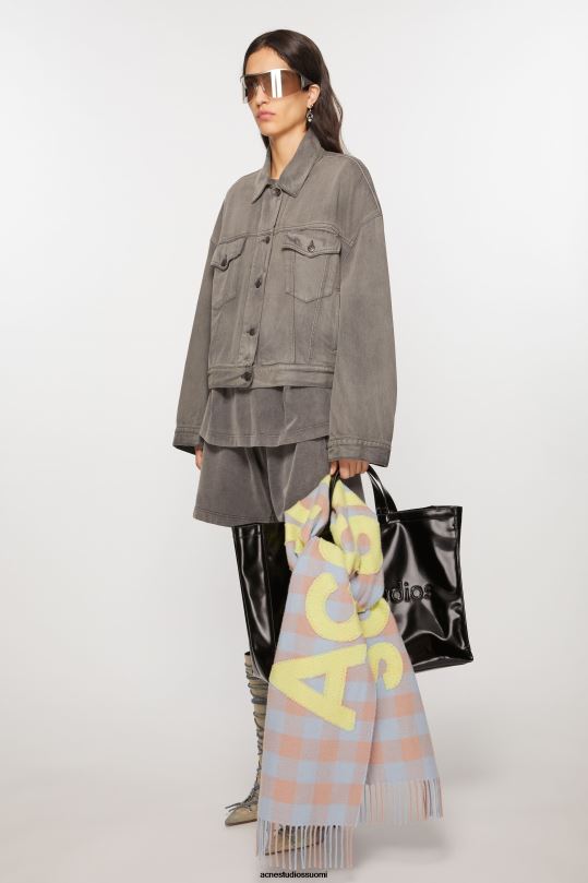 Acne Studios Lisätarvikkeet kamelin beige/happovihreä 0VF2B710 Tarkista logohuivi