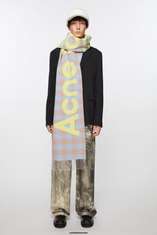 Acne Studios Lisätarvikkeet kamelin beige/happovihreä 0VF2B710 Tarkista logohuivi