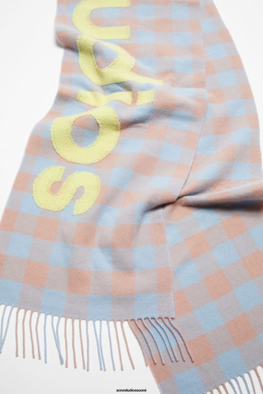 Acne Studios Lisätarvikkeet kamelin beige/happovihreä 0VF2B710 Tarkista logohuivi