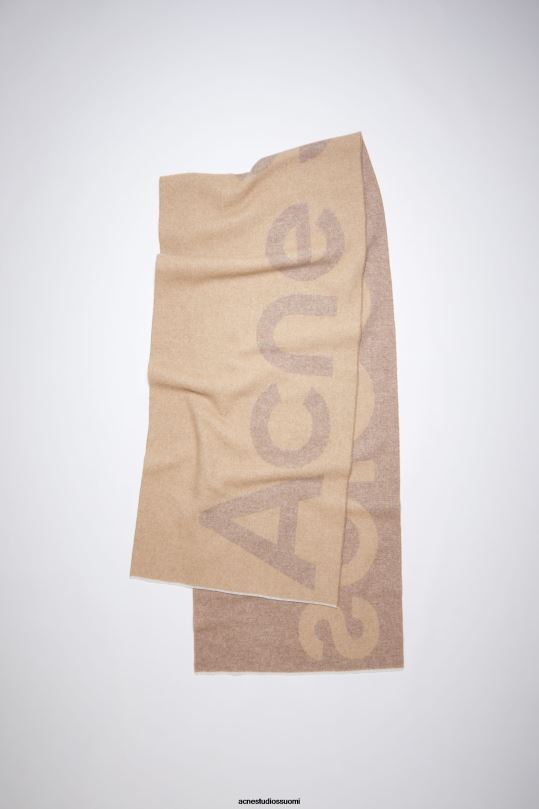 Acne Studios Lisätarvikkeet kamelin ruskea 0VF2B718 logolla tehty jacquard-huivi