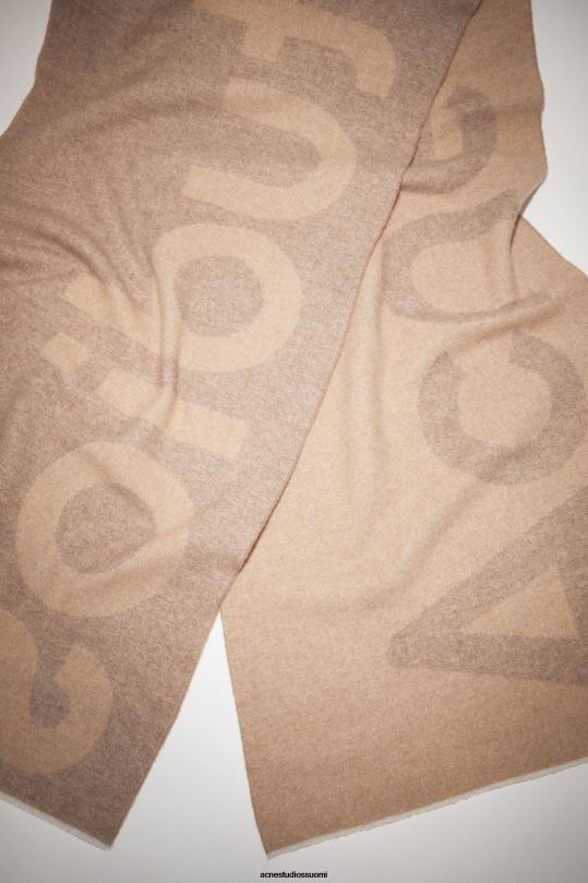 Acne Studios Lisätarvikkeet kamelin ruskea 0VF2B718 logolla tehty jacquard-huivi