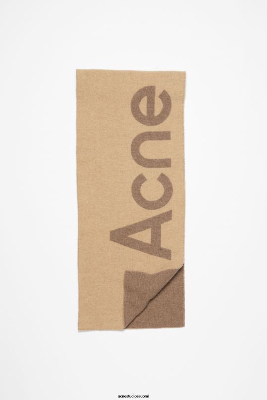 Acne Studios Lisätarvikkeet kamelin ruskea 0VF2B726 logo jacquard huivi - kapea
