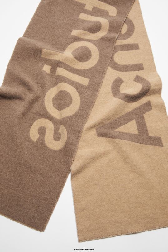 Acne Studios Lisätarvikkeet kamelin ruskea 0VF2B726 logo jacquard huivi - kapea