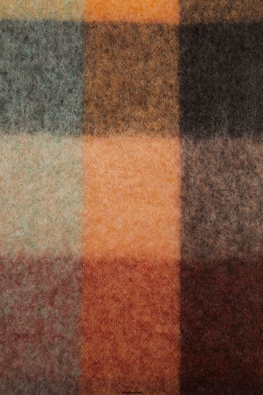 Acne Studios Lisätarvikkeet kastanjanruskea/keltainen/vihreä 0VF2B623 mohair-ruutuinen huivi