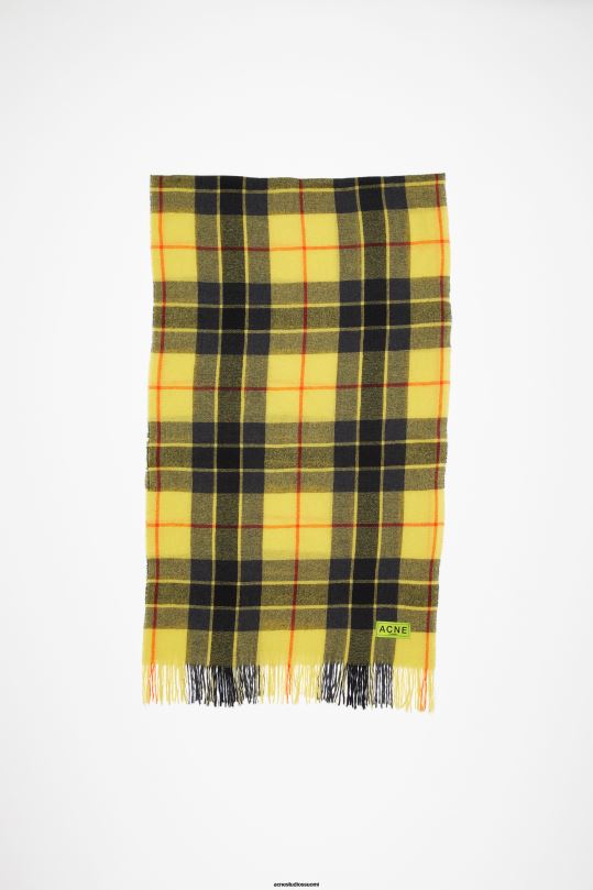 Acne Studios Lisätarvikkeet keltainen/musta 0VF2B871 ruudullinen hapsuhuivi