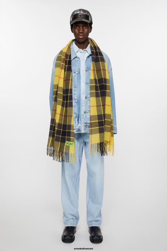 Acne Studios Lisätarvikkeet keltainen/musta 0VF2B871 ruudullinen hapsuhuivi