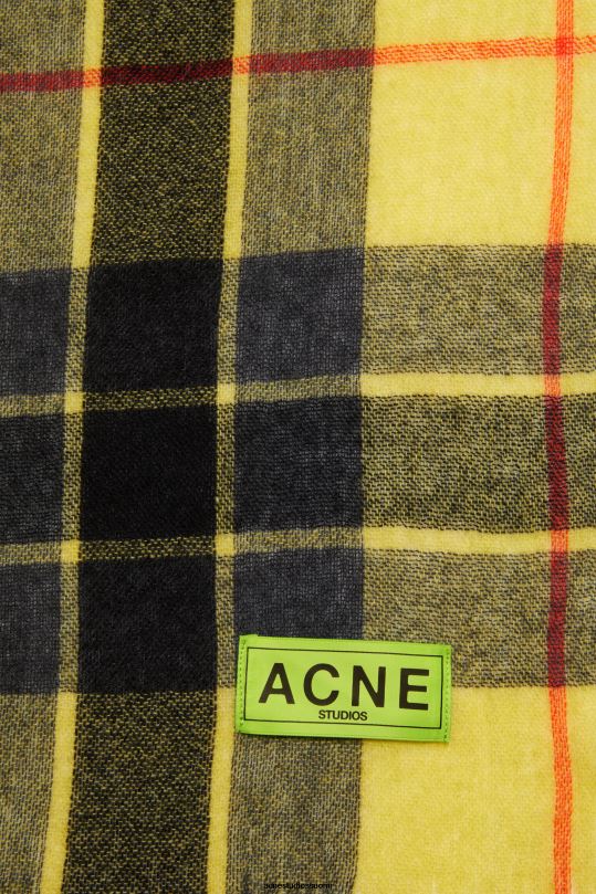 Acne Studios Lisätarvikkeet keltainen/musta 0VF2B871 ruudullinen hapsuhuivi