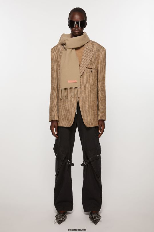 Acne Studios Lisätarvikkeet khakin vihreä 0VF2B601 hapsuvillahuivi - kapea