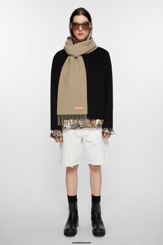 Acne Studios Lisätarvikkeet khakin vihreä 0VF2B601 hapsuvillahuivi - kapea