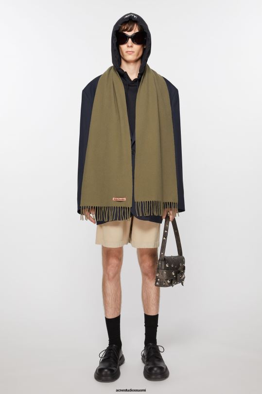 Acne Studios Lisätarvikkeet khakin vihreä 0VF2B603 hapsuvillahuivi - laiha