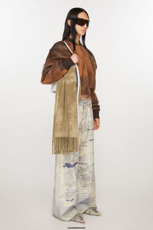 Acne Studios Lisätarvikkeet khakin vihreä 0VF2B604 solmittava villahuivi - kapea