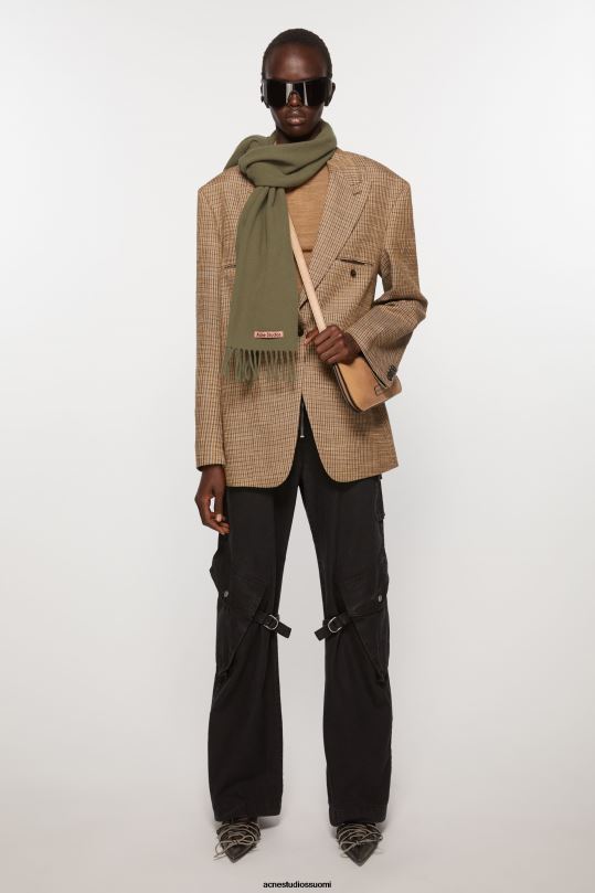 Acne Studios Lisätarvikkeet khakin vihreä 0VF2B605 hapsuvillahuivi - kapea