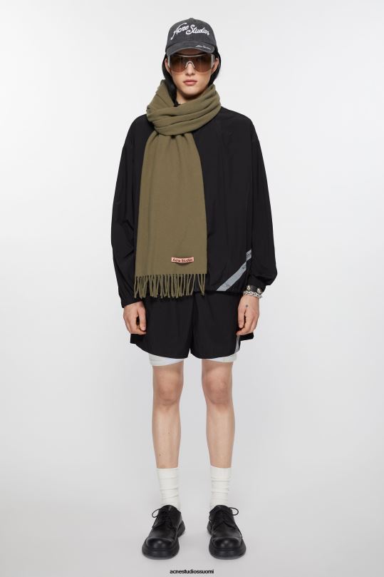 Acne Studios Lisätarvikkeet khakin vihreä 0VF2B605 hapsuvillahuivi - kapea