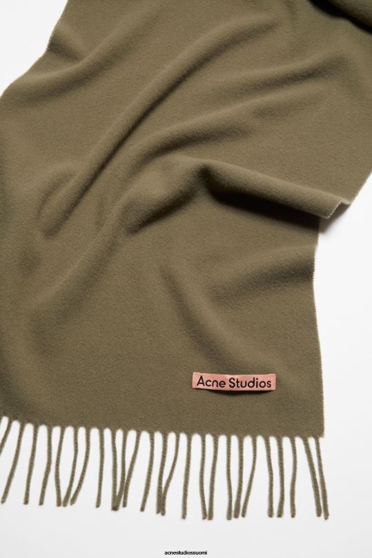 Acne Studios Lisätarvikkeet khakin vihreä 0VF2B605 hapsuvillahuivi - kapea