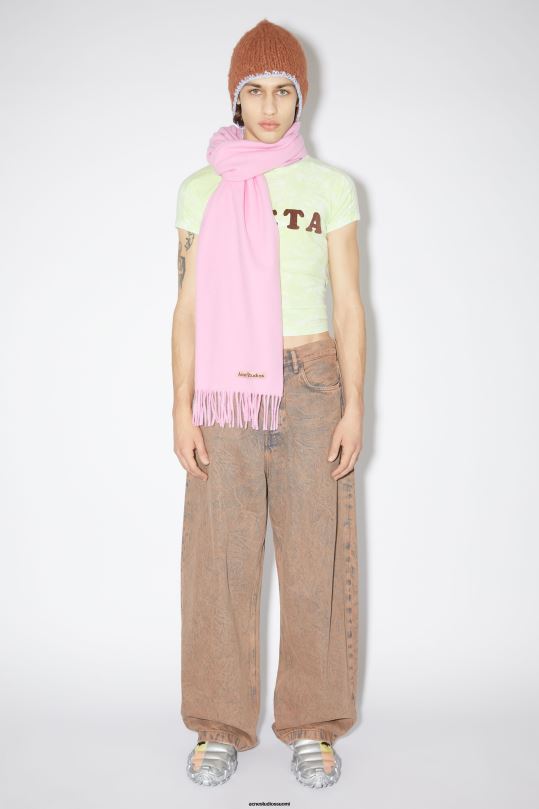 Acne Studios Lisätarvikkeet kuplan vaaleanpunainen 0VF2B798 hapsuvillahuivi - kapea