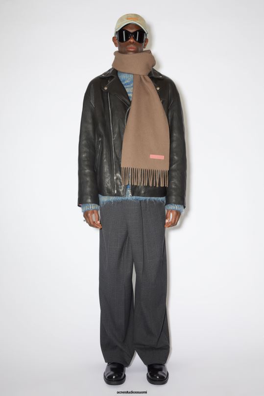 Acne Studios Lisätarvikkeet lämmin beige 0VF2B774 villahuivi vaaleanpunainen etiketti - kapea