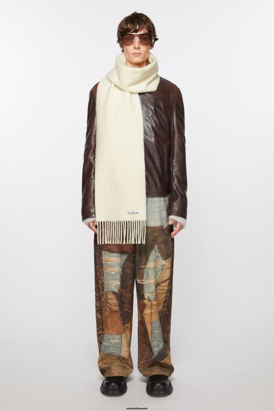 Acne Studios Lisätarvikkeet lämmin valkoinen 0VF2B873 villainen hapsuhuivi