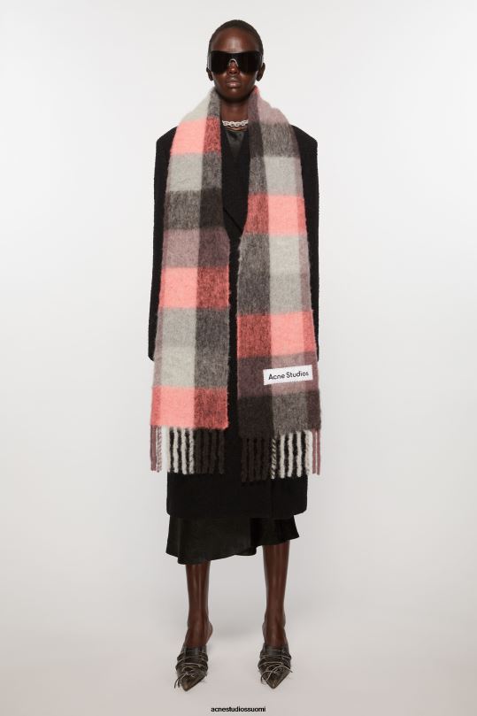Acne Studios Lisätarvikkeet mauve/kirkkaan pinkki/antrasiitti 0VF2B734 mohair-ruutuinen huivi