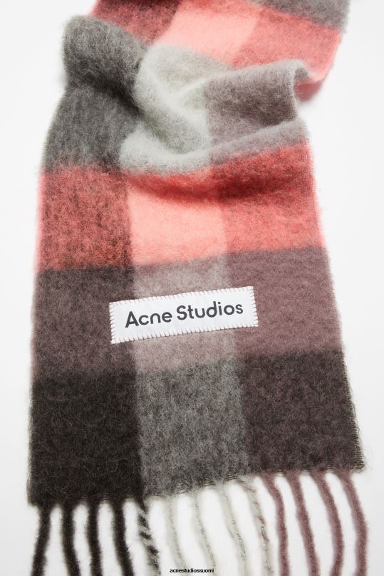 Acne Studios Lisätarvikkeet mauve/kirkkaan pinkki/antrasiitti 0VF2B734 mohair-ruutuinen huivi