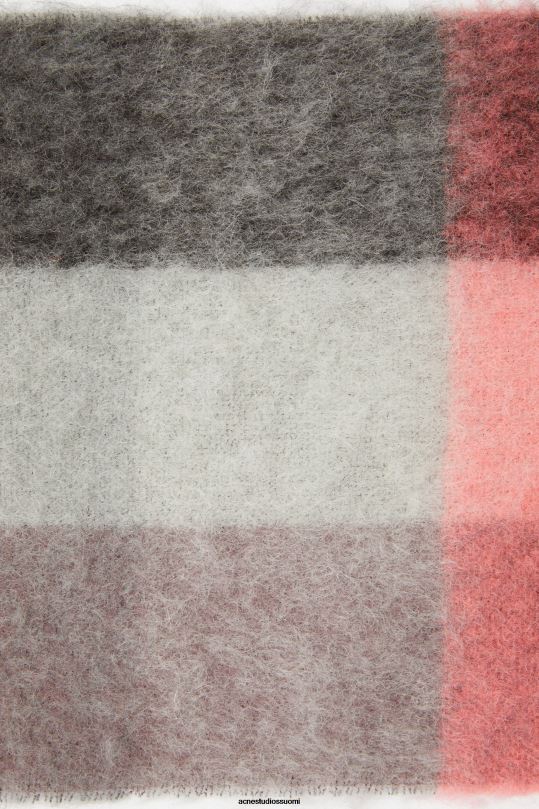 Acne Studios Lisätarvikkeet mauve/kirkkaan pinkki/antrasiitti 0VF2B734 mohair-ruutuinen huivi