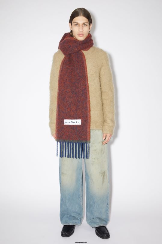 Acne Studios Lisätarvikkeet munakoison sininen 0VF2B590 villamohair-huivi - kapea