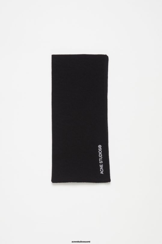 Acne Studios Lisätarvikkeet musta 0VF2B446 logolla brodeerattu huivi