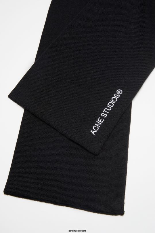 Acne Studios Lisätarvikkeet musta 0VF2B446 logolla brodeerattu huivi