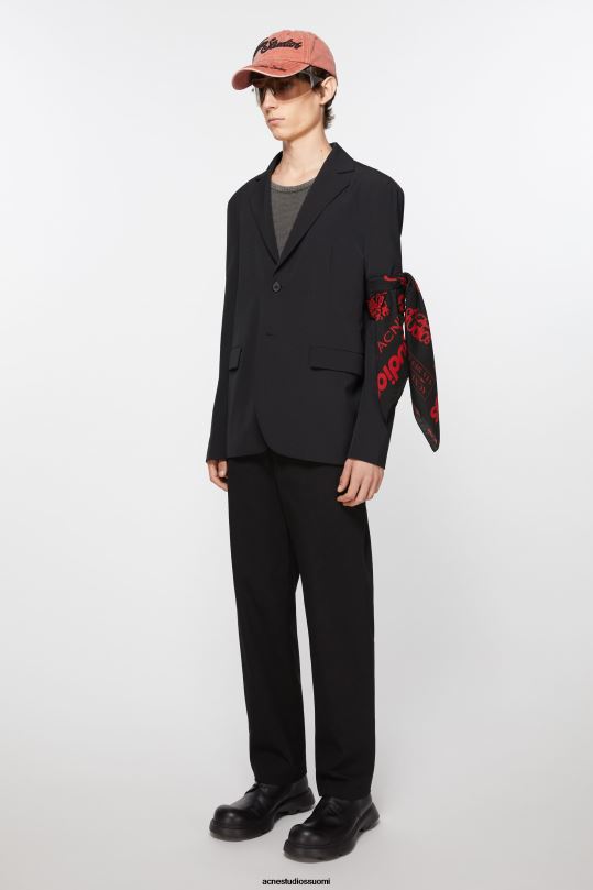 Acne Studios Lisätarvikkeet musta 0VF2B453 merkkilogollinen silkkihuivi