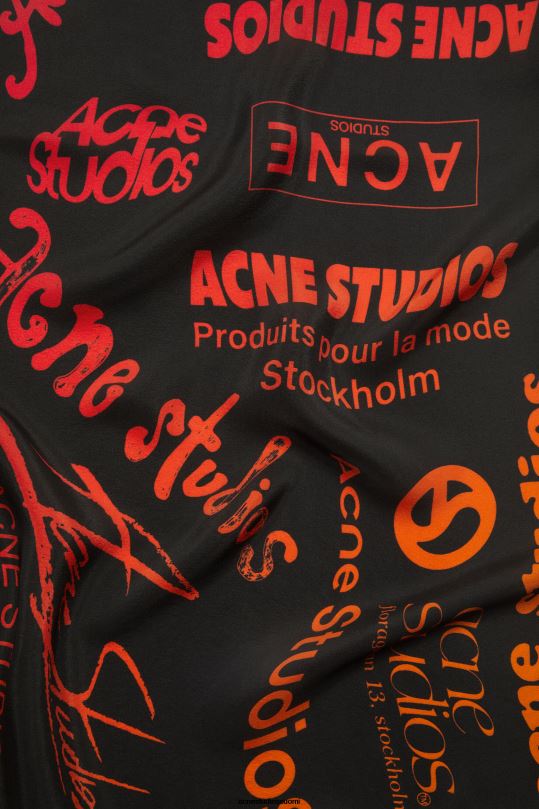 Acne Studios Lisätarvikkeet musta 0VF2B453 merkkilogollinen silkkihuivi