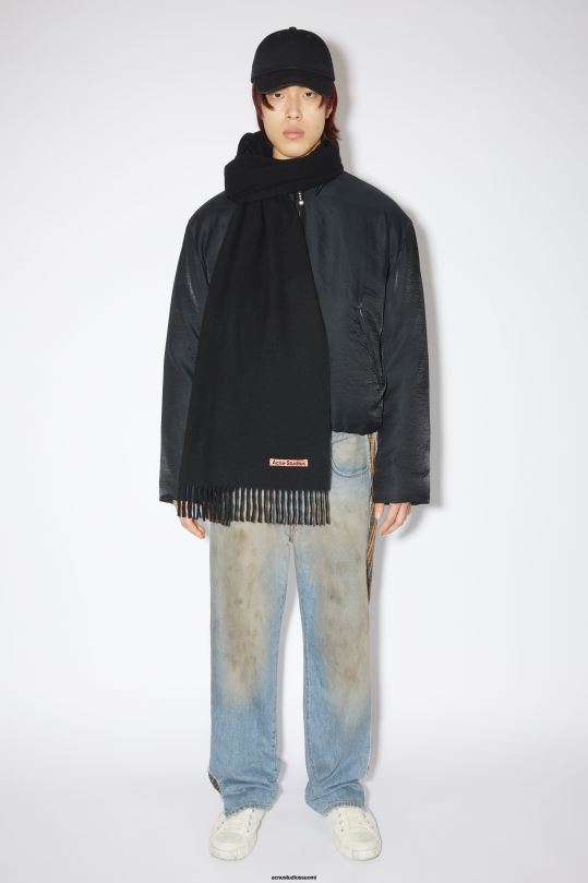Acne Studios Lisätarvikkeet musta 0VF2B507 hapsuvillahuivi - ylisuuri