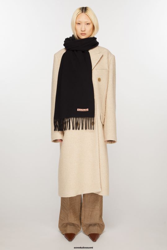 Acne Studios Lisätarvikkeet musta 0VF2B508 hapsuvillahuivi - kapea