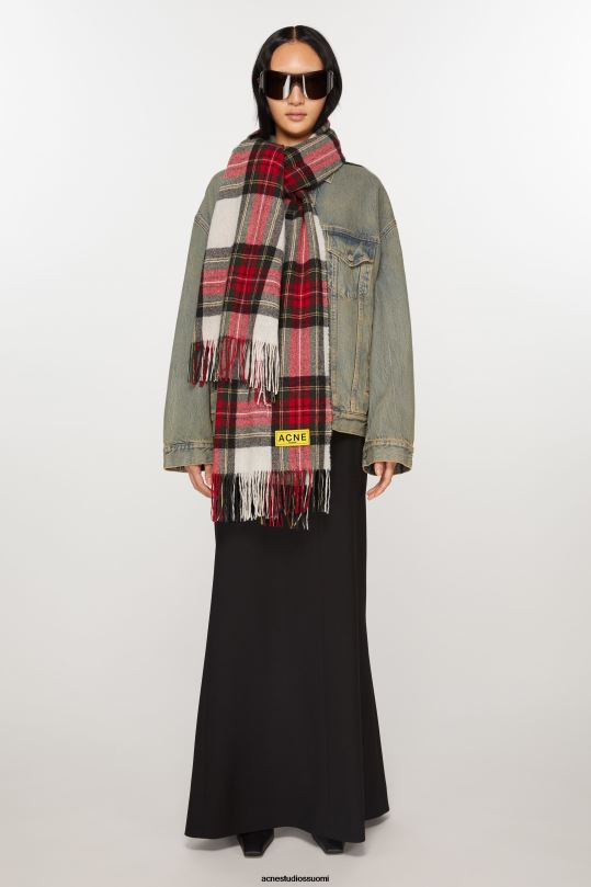 Acne Studios Lisätarvikkeet musta/punainen/valkoinen 0VF2B444 ruudullinen hapsuhuivi