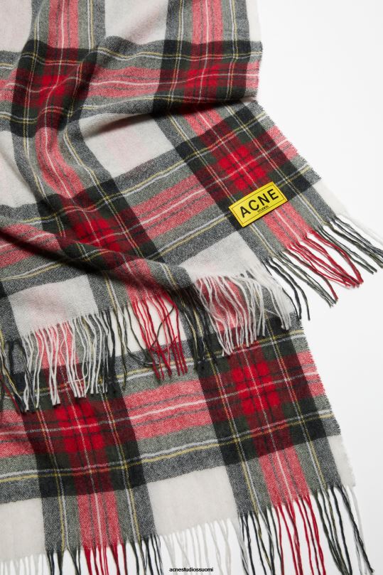 Acne Studios Lisätarvikkeet musta/punainen/valkoinen 0VF2B444 ruudullinen hapsuhuivi