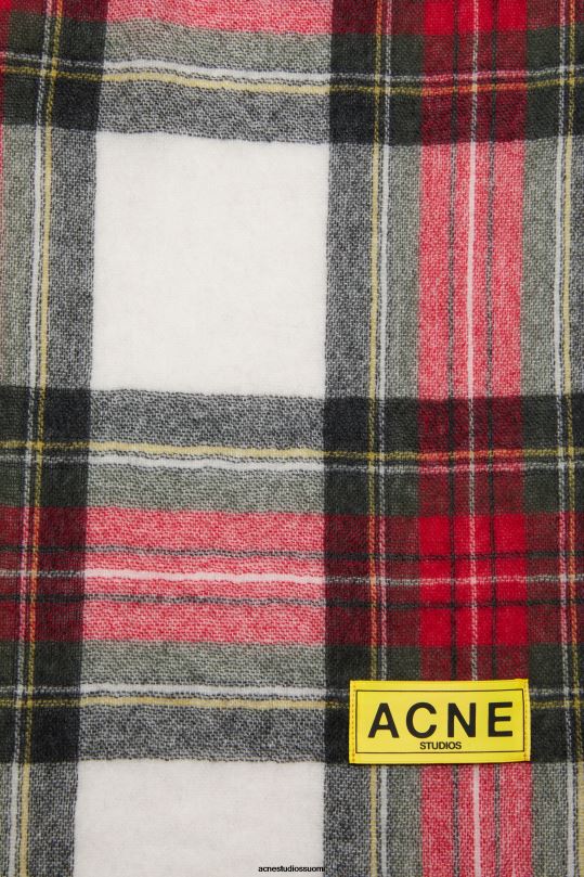 Acne Studios Lisätarvikkeet musta/punainen/valkoinen 0VF2B444 ruudullinen hapsuhuivi