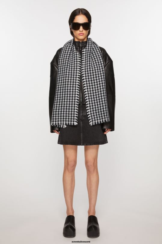Acne Studios Lisätarvikkeet musta valkoinen 0VF2B464 koiranhammas huivi