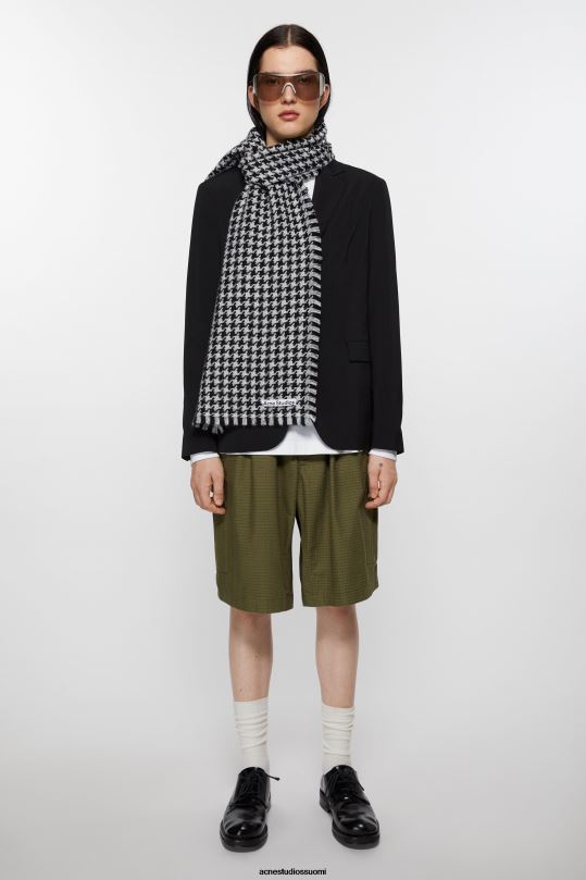 Acne Studios Lisätarvikkeet musta valkoinen 0VF2B464 koiranhammas huivi