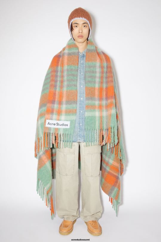 Acne Studios Lisätarvikkeet oranssi/lila/aqua sininen 0VF2B784 villamohairhuivi - erittäin suuri