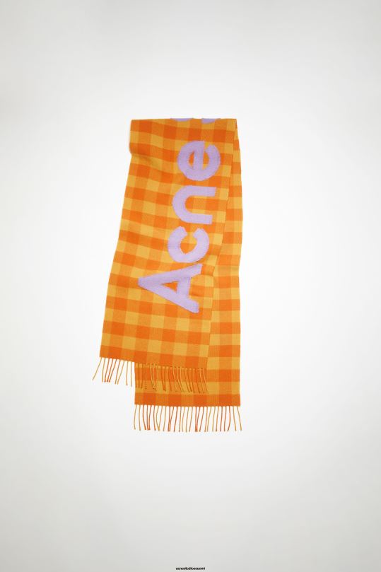Acne Studios Lisätarvikkeet oranssi/lila violetti 0VF2B777 Tarkista logohuivi