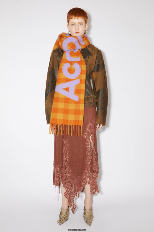 Acne Studios Lisätarvikkeet oranssi/lila violetti 0VF2B777 Tarkista logohuivi
