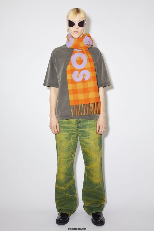 Acne Studios Lisätarvikkeet oranssi/lila violetti 0VF2B777 Tarkista logohuivi